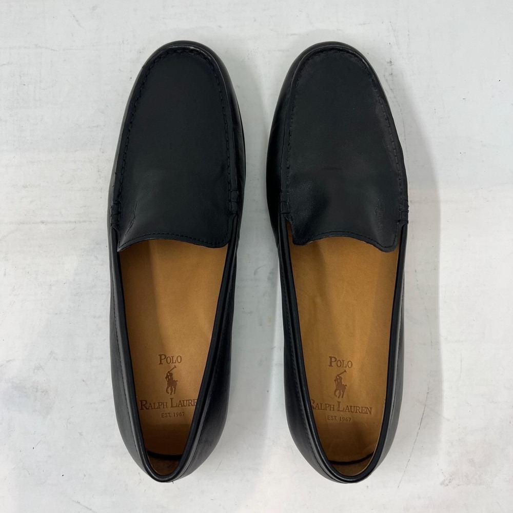 Polo Ralph Lauren Allon Loafers Mens 10D Black Leather Slip On Driving Shoes VTG - Picture 10 of 15